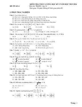 Kiểm tra chất lượng học kỳ I năm học 2015-2016 môn thi Toán- lớp 10 (Đề 4, 5, 6)